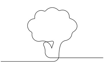 Broccoli organic food illustration in continuous one line drawing minimalist vegetable outline vector design
