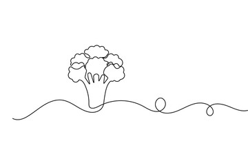 Broccoli organic food illustration in continuous one line drawing minimalist vegetable outline vector design
