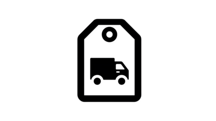 Filled black icon of a secure truck seal tag, white background