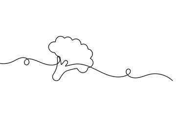 Broccoli organic food illustration in continuous one line drawing minimalist vegetable outline vector design
