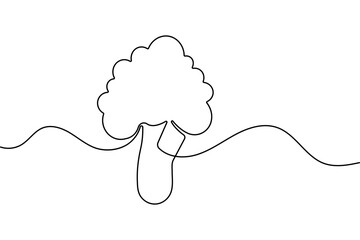Broccoli organic food illustration in continuous one line drawing minimalist vegetable outline vector design
