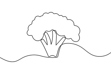 Broccoli organic food illustration in continuous one line drawing minimalist vegetable outline vector design
