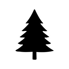 Obraz premium Simple black silhouette of a classic Christmas tree with three layers