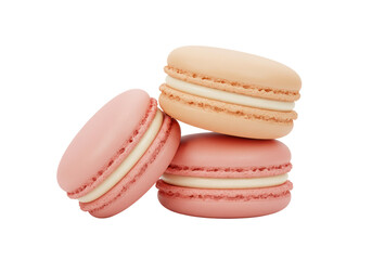 Isolated 3D Render of Stacked French Macarons with Cream Filling, Sweet Dessert Treats