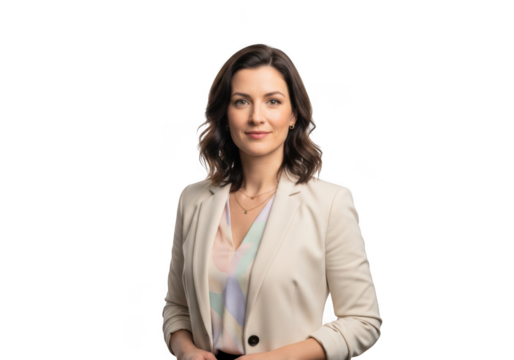 Professional businesswoman portrait photo, headshot image, corporate woman, female executive, isolated on transparent background - Powered by Adobe