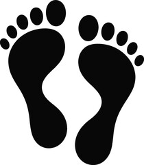 Simple Black Footprints Silhouette on Transparent Background