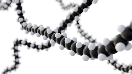 A 3d rendering of molecule of polyethylene glycol (PEG). a synthetic polymer with many uses, from medicine to manufacturing. 