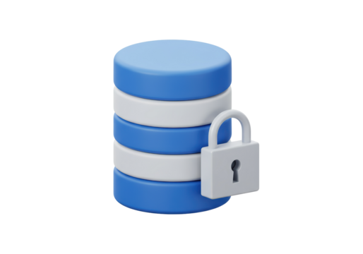 Isolated Data Storage Stack with Padlock Icon 3D Illustration
