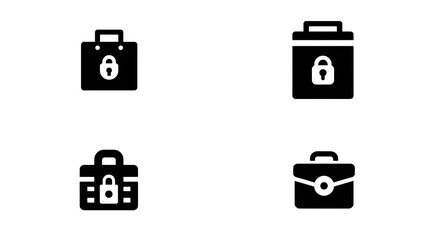 Filled black icon of package scan history with lock icon, transparent background