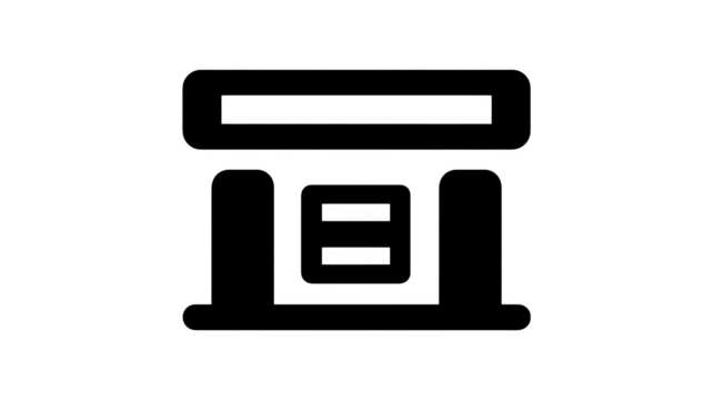 Filled black icon of passport control booth, transparent background