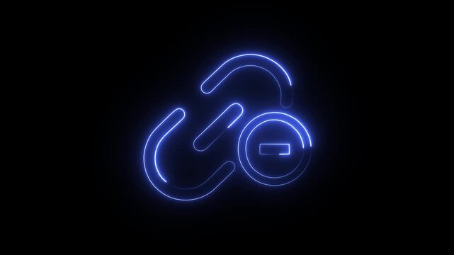 Hyperlink unlinked icon animation neon glowing light effect app .4k HD motion video icon 