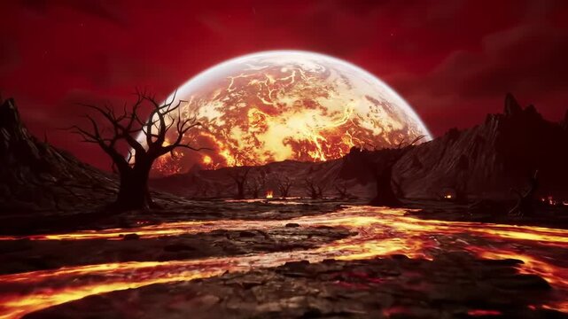 Volcanic apocalyptic landscape