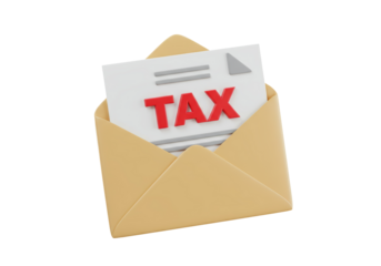 Isolated 3D Icon of a Tax Document or Notice Received in an Envelope