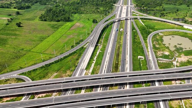 Aerial view bridge intersection between the highway numbers 290 and 304 Nakhon Ratchasima