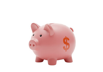 Isolated Classic Pink Piggy Bank with a Dollar Sign for Savings and Investment
