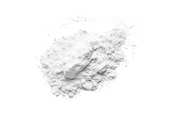 Heap of white powder texture, pile of flour, dust, or chemical powder ingredient for baking, cooking, or industrial use, isolated on transparent background