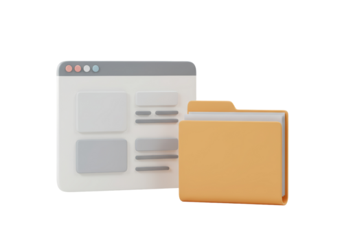 Isolated 3D Icon for File Management and Online Document Organization