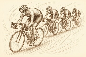 Obraz premium Professional Cycling Race Competition with Dynamic Line Art Style