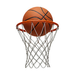 Basketball ball with ring on transparent background PNG generative AI