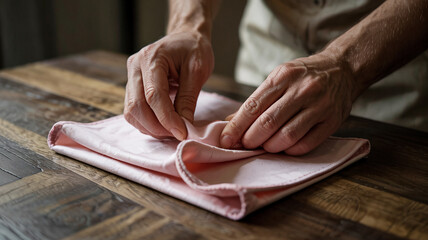 Carefully folding polishing cloth
