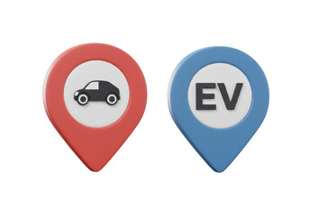 Isolated 3D Map Pins for Locating Conventional and Electric Vehicle Stations