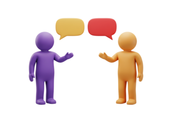 Isolated 3D Characters Engaged in a Conversation or Debate