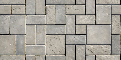 Naklejka premium Beige limestone tiles arranged in varied rectangular pattern with natural surface textures and neutral coloring scheme