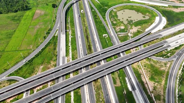 Aerial view bridge intersection between the highway numbers 290 and 304 Nakhon Ratchasima