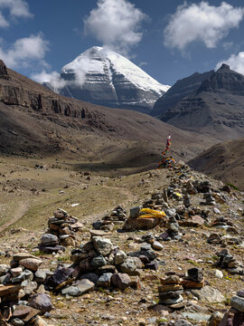 mount kailash under blue sky, tibet, china