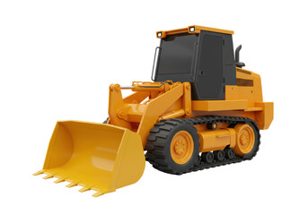 Fototapeta premium Isolated 3D Render: Yellow Tracked Skid Steer Loader on White Background
