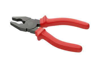 Isolated Red Handled Pliers with Serrated Jaws