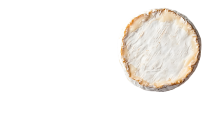 Delicious creamy brie cheese wheel with rind for gourmet culinary creations isolated on white background