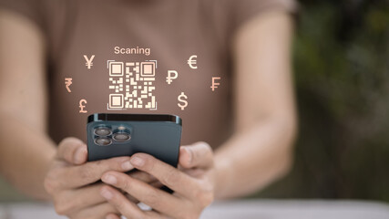 QR code scanning with global currency symbols for digital payment