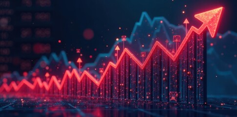 Graph showing rising prices & falling economic growth , arrow, data, market crash