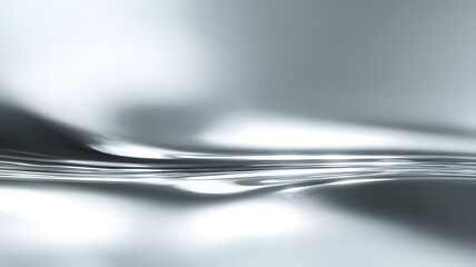Liquid Mercury Silver Surface Minimalist Background with Reflective Plane and Soft Ambient Light, 16:9 Tech Ratio