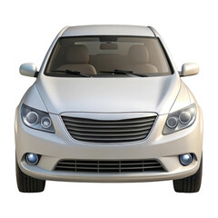 Naklejka premium 3d rendered white sedan front view isolated on transparent background