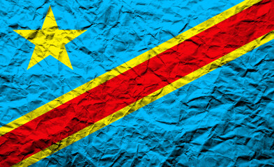 Textured fabric featuring the Congo flag's vibrant colors