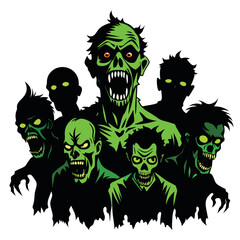 set of funny cartoon zombie