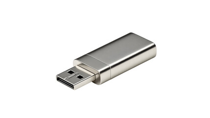 Sleek silver USB flash drive, essential for modern data transfer and digital storage needs.
