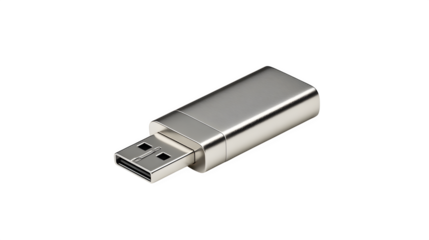 Sleek silver USB flash drive, essential for modern data transfer and digital storage needs.