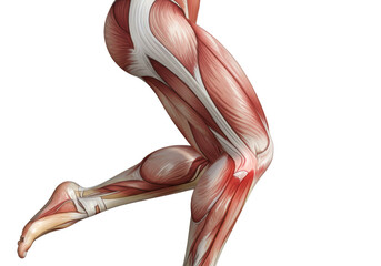 Isolated 3D Render of Human Leg Musculature with Red Pain Spot