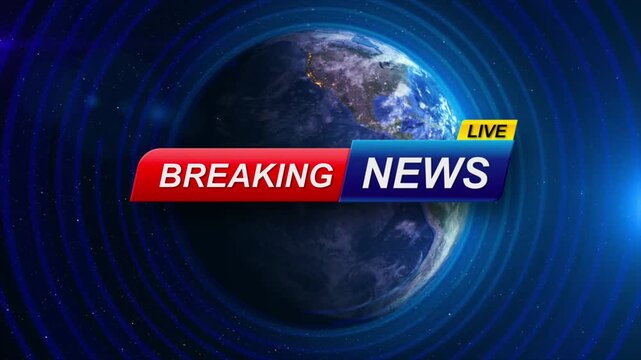 Breaking News logo animation template with futuristic technology background. For TV broadcast and social media platform template 