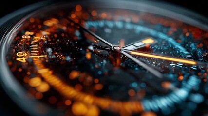 A scene-style image of a luminous 24-hour display highlights the smooth transition between warm and cool hues, which stand in for the phases of a biological clock.