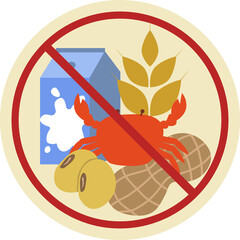 Food Allergy Symbol with Common Allergens