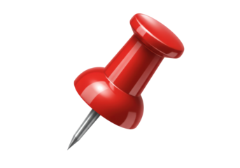 Isolated Red Thumbtack or Pushpin for Cork Board