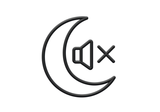 Isolated Mute Mode Moon and Speaker Icon for Night or Silent Settings