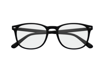 Isolated Black Rimmed Reading Glasses with Clear Lenses