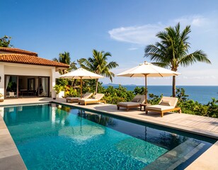Luxurious beachfront poolside