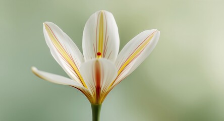 Obraz premium Elegant CloseUp of a Single White Flower with Delicate Colored Stripes, Isolated