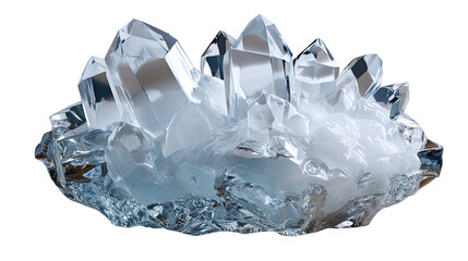 Shimmering Quartz Crystal Cluster: A captivating cluster of luminous quartz crystals sparkles, showcasing their unique form, reflecting and refracting light.